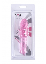 Стимулирующая розовая насадка с шишечками и шипами - 13,5 см. - Toyfa Basic - #SOTBIT_REGIONS_UF_V_REGION_NAME# купить с доставкой
