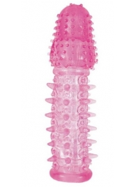 Закрытая насадка розового цвета с шипами и точками - 13,5 см. - Toyfa Basic - в Москве купить с доставкой