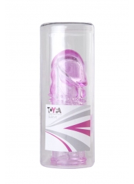 Розовая  гелевая насадка с клиторальным отростком - 13,5 см. - Toyfa Basic - в Москве купить с доставкой