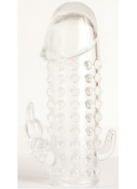 Гелевая прозрачная насадка с 2 отростками - 13 см. - Toyfa Basic - #SOTBIT_REGIONS_UF_V_REGION_NAME# купить с доставкой