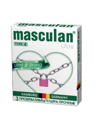 Чёрные ультрапрочные презервативы Masculan Ultra Strong - 3 шт. - Masculan - купить с доставкой в Москве