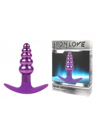 Фиолетовая анальная втулка из металла и силикона - 9,6 см. - Bior toys