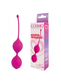 Ярко-розовые двойные вагинальные шарики с хвостиком Cosmo - Cosmo