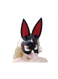 Черно-красная кожаная маска с длинными ушками - Sitabella - купить с доставкой в Москве