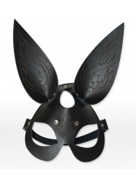 Чёрная кожаная маска с длинными ушками и эффектом тату - Sitabella - купить с доставкой в Москве