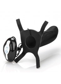 Черный страпон с вибратором Mojo Ghia - Seven Creations - купить с доставкой #SOTBIT_REGIONS_UF_V_REGION_NAME#