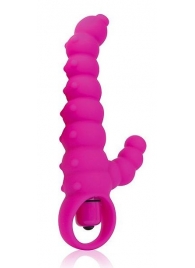 Розовый силиконовый рельефный вибромассажер - 11,5 см. - Bior toys