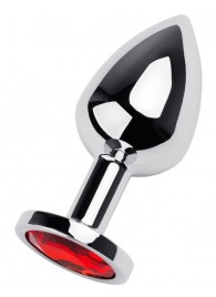 Серебристая коническая анальная пробка с красным кристаллом - 8 см. - ToyFa - купить с доставкой #SOTBIT_REGIONS_UF_V_REGION_NAME#