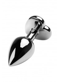 Серебристая коническая анальная пробка с красным кристаллом-сердечком - 7 см. - ToyFa - купить с доставкой #SOTBIT_REGIONS_UF_V_REGION_NAME#