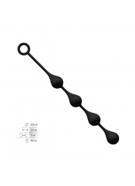 Чёрная анальная цепочка из 4 каплевидных шариков - 34 см. - Rubber Tech Ltd