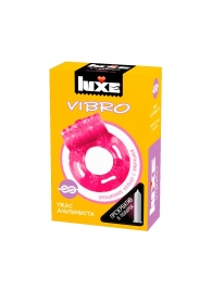 Розовое эрекционное виброкольцо Luxe VIBRO  Ужас Альпиниста  + презерватив - Luxe - в Москве купить с доставкой