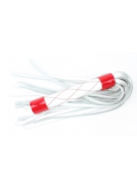 Бело-красная плеть средней длины с ручкой - 44 см. - БДСМ Арсенал - купить с доставкой в Москве