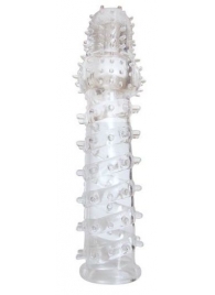 Закрытая прозрачная рельефная насадка с шипиками Crystal sleeve - 13,5 см. - Bior toys - в Москве купить с доставкой