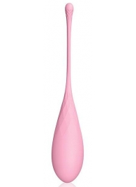 Нежно-розовый каплевидный вагинальный шарик со шнурком - Cosmo