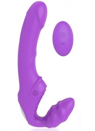 Фиолетовый безремневой страпон с 9 режимами вибрации и пультом ДУ - Bior toys - купить с доставкой #SOTBIT_REGIONS_UF_V_REGION_NAME#