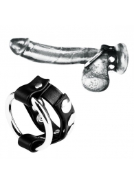 Регулируемое металлическое кольцо на пенис с ремешком - BlueLine - купить с доставкой в Москве