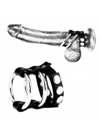 Двойное металлическое кольцо на пенис с регулируемым ремешком - BlueLine - купить с доставкой #SOTBIT_REGIONS_UF_V_REGION_NAME#