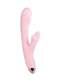 Розовый вибромассажер MERYL со стимулятором клитора - 22,5 см. - Eromantica