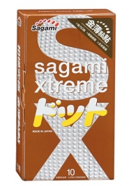 Презервативы Sagami Xtreme FEEL UP с точечной текстурой и линиями прилегания - 10 шт. - Sagami - купить с доставкой в Москве