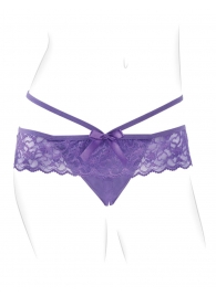Фиолетовые трусики с вибропулей и пультом Crotchless Panty Thrill-Her - Pipedream