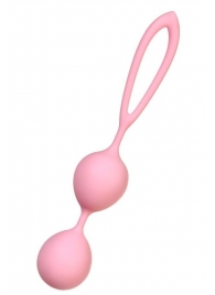 Розовые силиконовые вагинальные шарики с ограничителем-петелькой - A-toys