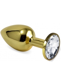 Золотистая анальная пробка с прозрачным кристаллом - 5,5 см. - Vandersex - купить с доставкой #SOTBIT_REGIONS_UF_V_REGION_NAME#