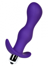 Фиолетовая изогнутая анальная вибропробка - 14 см. - A-toys