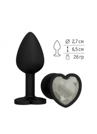 Черная силиконовая пробка с прозрачным кристаллом - 7,3 см. - Джага-Джага - купить с доставкой в Москве