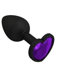 Черная силиконовая пробка с фиолетовым кристаллом - 7,3 см. - Джага-Джага - купить с доставкой в Москве