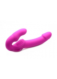 Розовый безремневой страпон с вибрацией Evoke Rechargeable Vibrating Strap On - 24,7 см. - XR Brands - купить с доставкой #SOTBIT_REGIONS_UF_V_REGION_NAME#