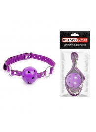 Фиолетовый кляп-шарик на регулируемом ремешке с кольцами - Notabu - купить с доставкой в Москве
