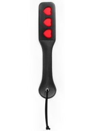Черная шлепалка NOTABU с красными сердечками - 32 см. - Notabu - купить с доставкой в Москве