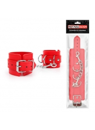 Красные наручники на регулируемых ремешках с цепочкой - Notabu - купить с доставкой в Москве