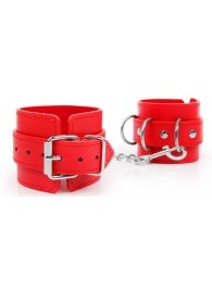 Красные наручники на регулируемых ремешках с цепочкой - Notabu - купить с доставкой в Москве