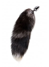 Серебристая металлическая анальная втулка с хвостом чернобурой лисы - размер S - ToyFa - купить с доставкой в Москве
