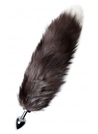 Серебристая металлическая анальная втулка с хвостом чернобурой лисы - размер S - ToyFa - купить с доставкой в Москве