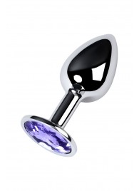 Серебристая конусовидная анальная пробка с фиолетовым кристаллом - 7 см. - ToyFa - купить с доставкой #SOTBIT_REGIONS_UF_V_REGION_NAME#