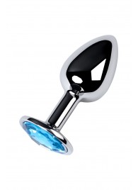 Серебристая конусовидная анальная пробка с голубым кристаллом - 7 см. - ToyFa - купить с доставкой #SOTBIT_REGIONS_UF_V_REGION_NAME#