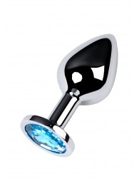 Серебристая конусовидная анальная пробка с голубым кристаллом - 8 см. - ToyFa - купить с доставкой #SOTBIT_REGIONS_UF_V_REGION_NAME#