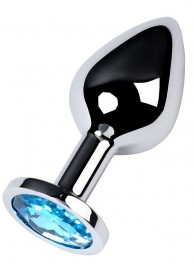 Серебристая конусовидная анальная пробка с голубым кристаллом - 8 см. - ToyFa - купить с доставкой #SOTBIT_REGIONS_UF_V_REGION_NAME#