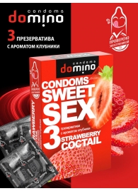 Презервативы для орального секса DOMINO Sweet Sex с ароматом клубничного коктейля  - 3 шт. - Domino - купить с доставкой в Москве