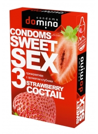 Презервативы для орального секса DOMINO Sweet Sex с ароматом клубничного коктейля  - 3 шт. - Domino - купить с доставкой в Москве
