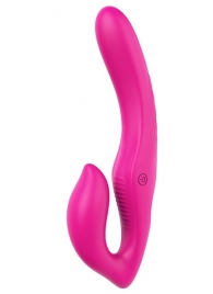 Ярко-розовый безремневой страпон REMOTE DOUBLE DIPPER - 22 см. - Dream Toys - купить с доставкой в Москве