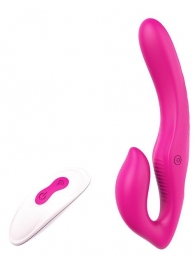 Ярко-розовый безремневой страпон REMOTE DOUBLE DIPPER - 22 см. - Dream Toys - купить с доставкой в Москве