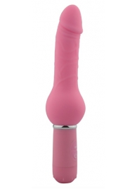 Розовый реалистичный вибратор с ограничителем Curvy Dong - 20,5 см. - Howells