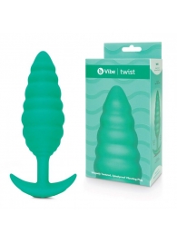Зеленый ребристый анальный виброплаг Twist - 13,5 см. - b-Vibe