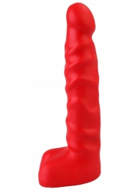 Красный анальный стимулятор с мошонкой - 14 см. - Джага-Джага