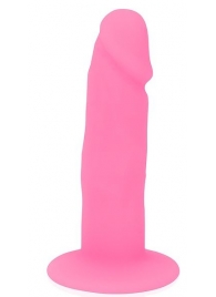 Розовый фаллоимитатор с ограничительным основанием - 10 см. - Bior toys