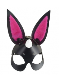 Черная маска  Зайка  с розовыми меховыми вставками - Sitabella - купить с доставкой в Москве