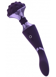 Фиолетовый двухсторонний вибромассажер Shiatsu - 27 см. - Shots Media BV